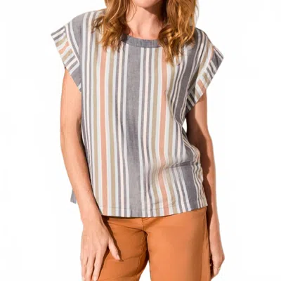 Tribal Drop Shoulder Gusset Sleeve Blouse In Jet Blue In Multi