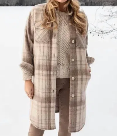Tribal Drop Shoulder Long Shacket In Camel In Brown