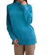 Tribal Drop Shoulder Turtle Neck Sweater In Blue In Blue
