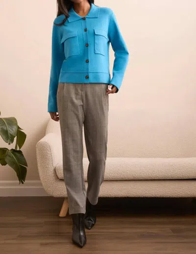 Tribal Dulcie Double Knit Collared Sweater In Celestial In Blue
