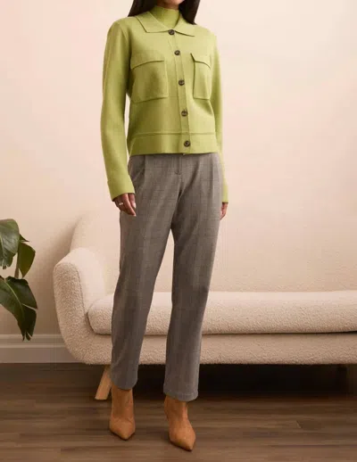 Tribal Dulcie Double Knit Collared Sweater In Wasabi In Green
