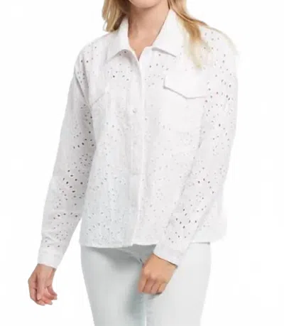 Tribal Elaine Eyelet Shacket In White