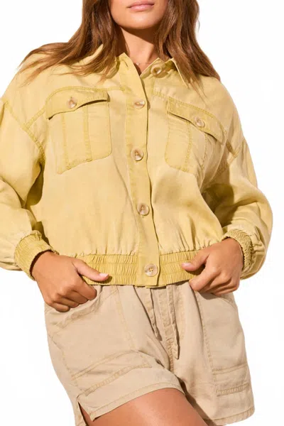 Tribal Elastic Waist Button Front Jacket In Starfruit In Yellow