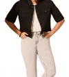 Tribal Elbow Sleeve Denim Jacket In Just Black In Black