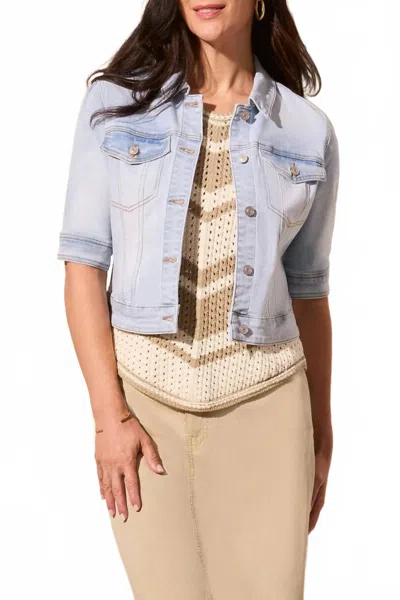 Tribal Elbow Sleeve Denim Jacket In Light Surf In Blue
