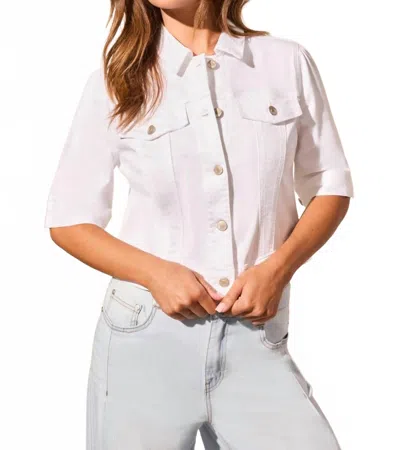 Tribal Elbow Sleeve Denim Jacket In White