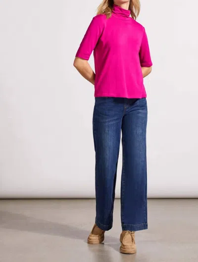 Tribal Elbow Sleeve Top In Magenta In Pink