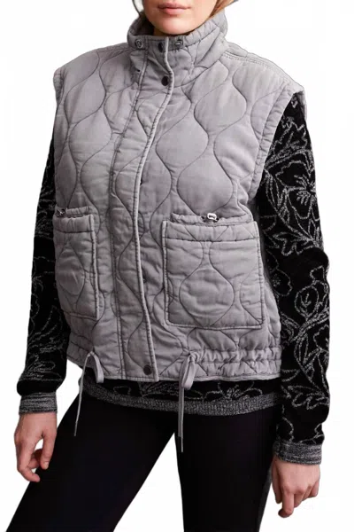 Tribal Elephant Quilted Vest In Grey In Gray