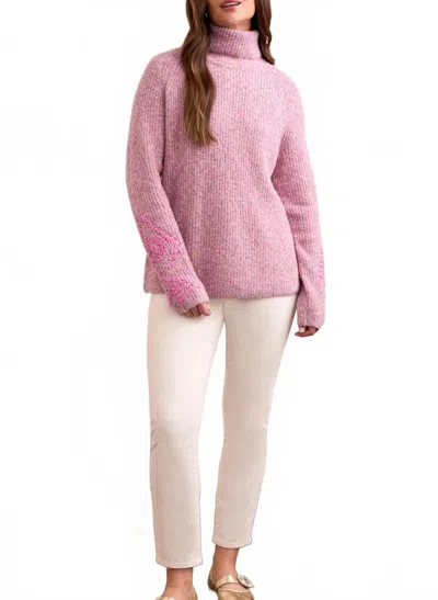 Tribal Eloise Embroidered Sleeve Sweater In Pink