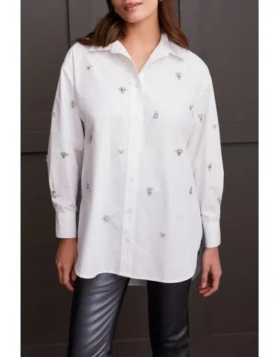 Tribal Embellished Loose Fit Shirt In White