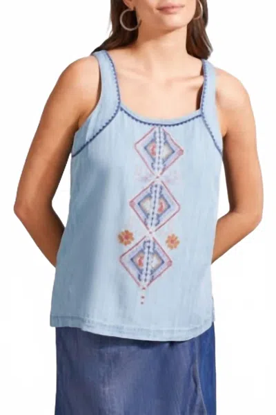 Tribal Embroidered Chambray Camisole In Blue