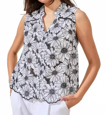 Tribal Embroidered Floral Blouse In Black/white In Multi