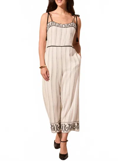 Tribal Embroidered Jump In Romper In Black In Neutral