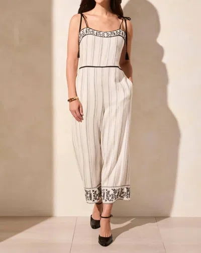 TRIBAL EMBROIDERED TASSEL STRAPS JUMPSUIT IN BLACK