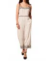 Tribal Embroidered Tassel Straps Jumpsuit In Black In Neutral