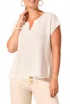 Tribal Extended Shoulder Sweater In White In Neutral