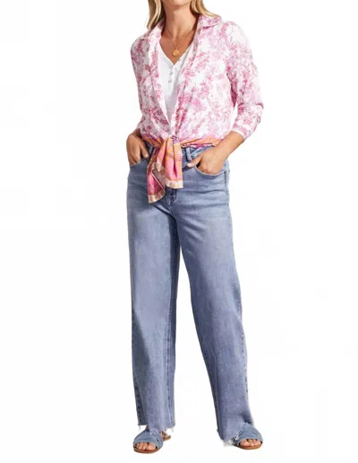 Tribal Faina Floral Border Print Long Blouse In Daiquiri In Red