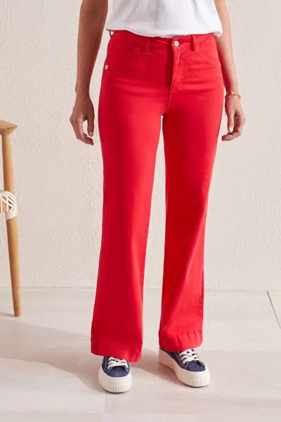 Tribal Fallon Fly Front Wide Leg Pant In Poppy Red In Multi