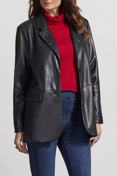 Tribal Faux Leather Blazer In Black
