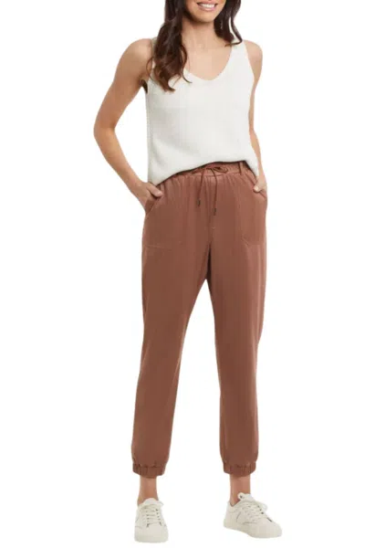 Tribal Faux Leather Jogger In Sepia In Brown