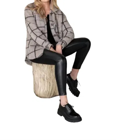Tribal Faux Leather Ponte Legging Pants In Black