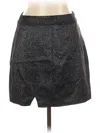 Tribal Faux Leather Skirt In Black