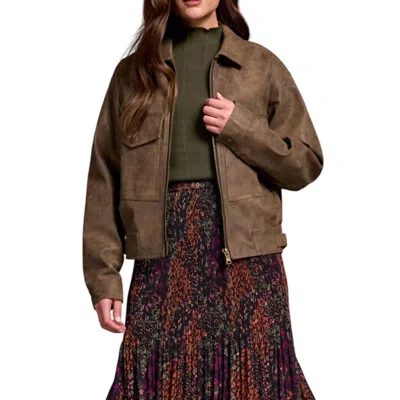 Tribal Faux Suede Jacket In Cocoa In Brown