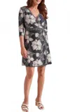 Tribal Femme Reversible Wrap Dress In Black/taupe In Multi