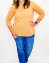 Tribal Fiesta Ribbed Crew Neck Top In Orange