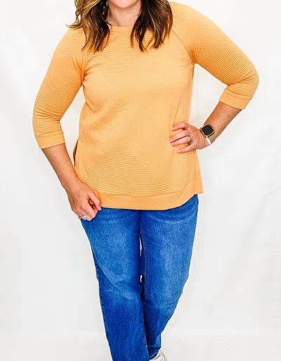 Tribal Fiesta Ribbed Crew Neck Top In Orange