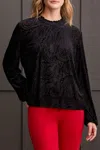 Tribal Flare Top With Ruffle In Black In Black
