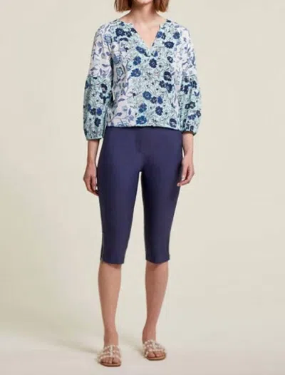 Tribal Flatten It Capri In Navy Blue