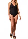 Tribal Flatten It Knot Front One-piece Swim In Black In Black