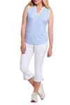 Tribal Flatten It Pull On Capri With Buttons In White In White