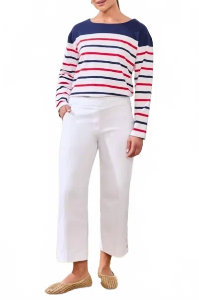Tribal Flatten It Pull On Capri With Snap Vent In White