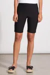 Tribal Flatten-it Pull-on Shorts With Side Slits In Black In Black