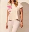 Tribal Floral Print Cotton Jersey Cap-sleeve Top In Frenchoak