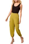 Tribal Flowy Cargo Pant With Bungee Cord In Aloe Leaf In Multi