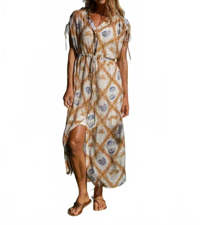 Tribal Flowy Coverup Maxi Dress In Seascape In Multi