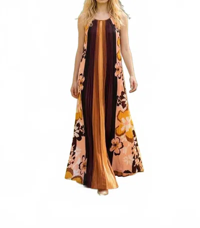Tribal Flowy Crinkle Sundress In Maroon In Brown