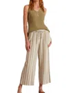 Tribal Linen Blend Flowy Pants In Cactus In Green