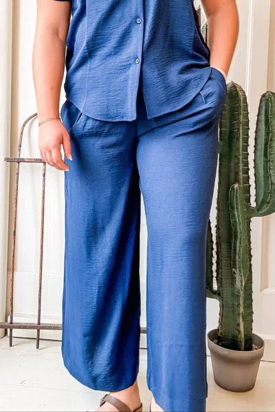 Tribal Flowy Crop Pants In Nautical Blue In Transparent