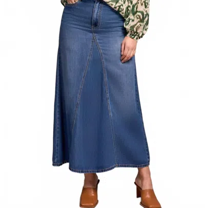 Tribal Flowy Denim Skirt In Bluebliss