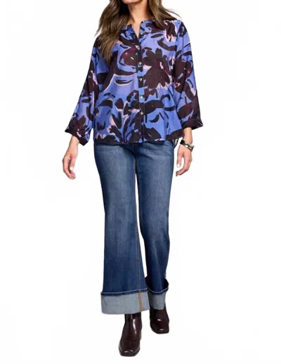 Tribal Flowy Dolman Sleeve Blouse In Blueviolet In Multi
