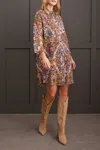 Tribal Flowy Pintuck Dress In Grape