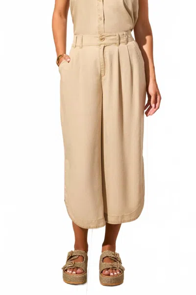Tribal Flowy Pleated Pant In Dusty Sand In Neutral