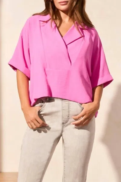 Tribal Flowy Popover Shirt In Flamingo
