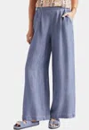 Tribal Flowy Pull On Pant In Denim In Multi