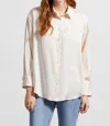 Tribal Flowy Satin Button Shirt In Blush In Gold