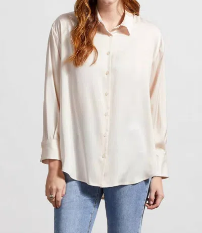 Tribal Flowy Satin Button Shirt In Blush In Gold